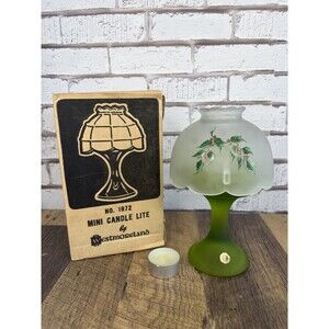 Westmoreland Fairy Lamp Frosted Painted Holly Holiday New Open Box Mint Vintage